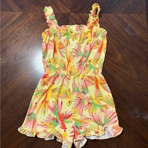 btween Yellow and Orange Ruffled Jumpsuit with Elastic Waistband Size 8